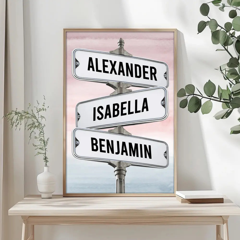 Family Intersection Sign Name Poster customall