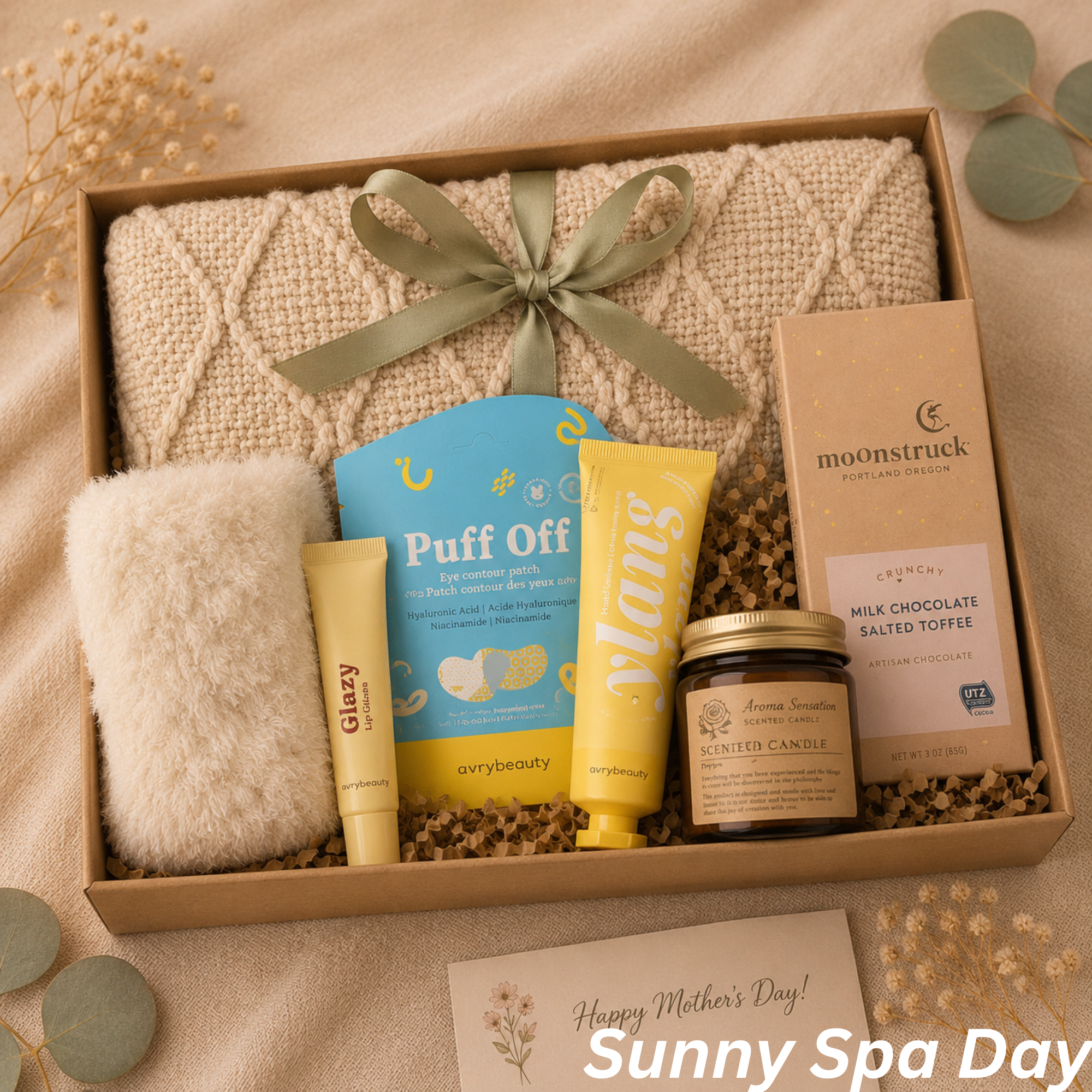 Mother's Day Spa Gift Box for Her — Blanket, Skincare, Chocolate & Candle Lichi Gifts