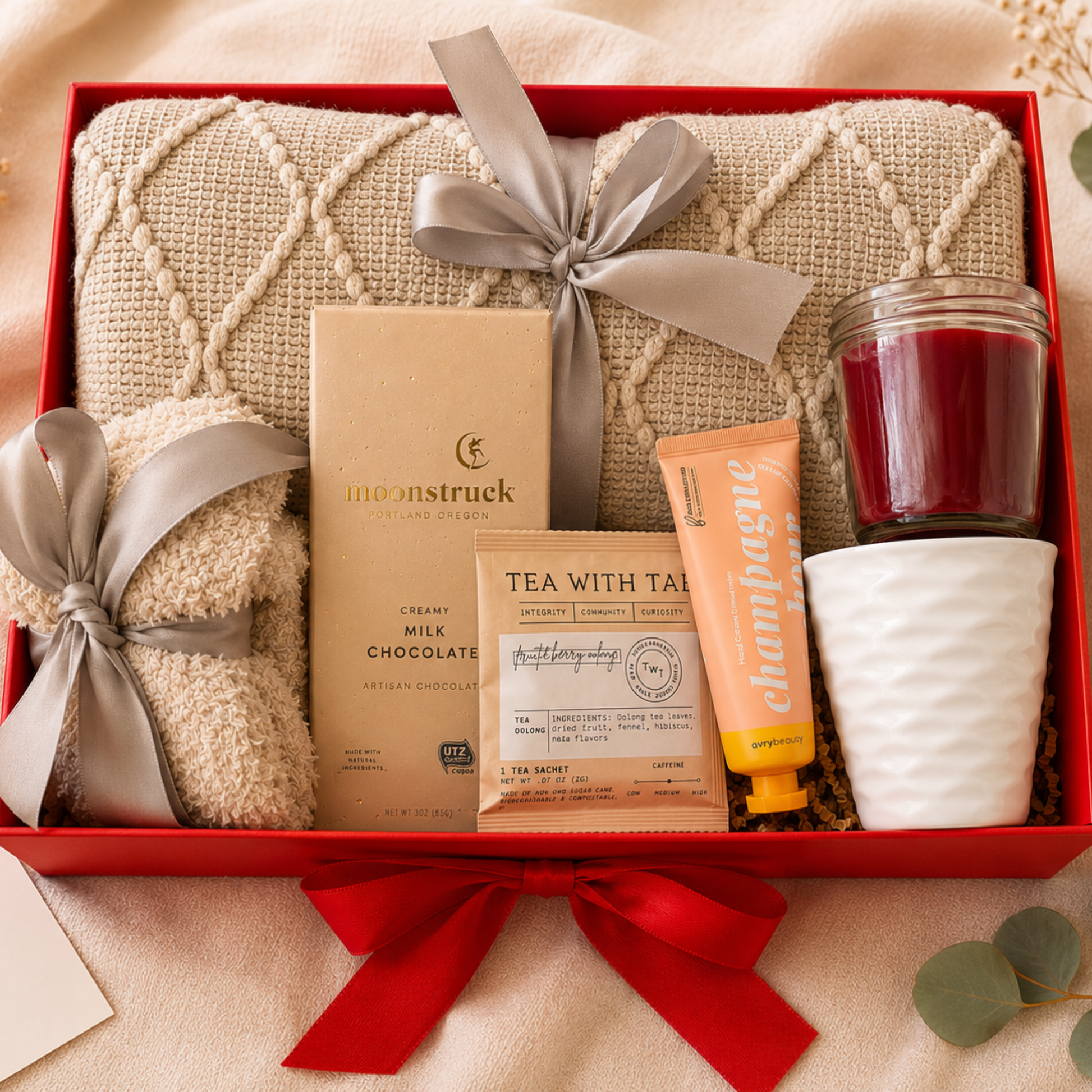 Cozy Hygge Gift Box for Women | Luxury Comfort Set with Blanket, Candle, Chocolate & More Lichi Gifts