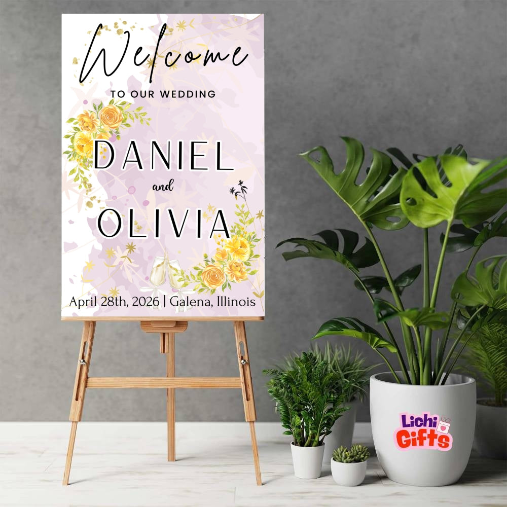 Personalized Welcome to Our Wedding Sign with Floral customall