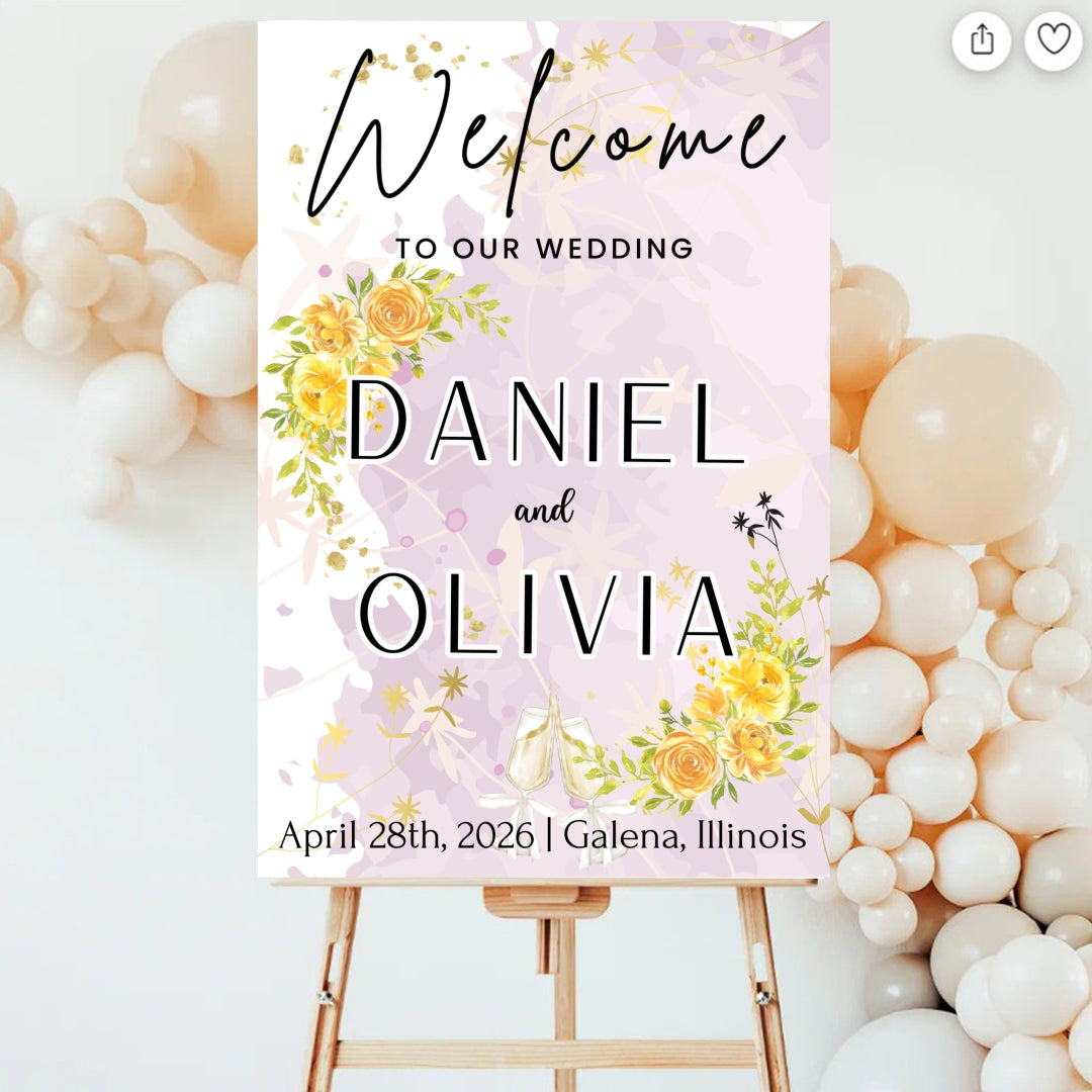Personalized Welcome to Our Wedding Sign with Floral customall