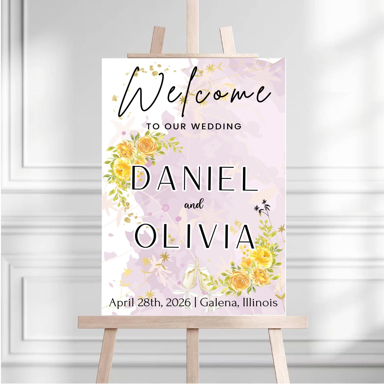 Personalized Welcome to Our Wedding Sign with Floral customall