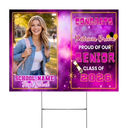 Personalized Yard Sign Pink Congrats Proud of our Senior Class Of 2026 