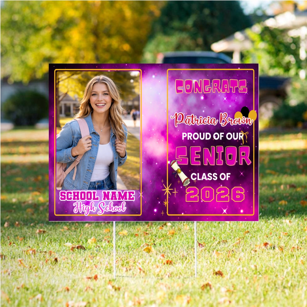 Personalized Yard Sign Pink Congrats Proud of our Senior Class Of 2026 
