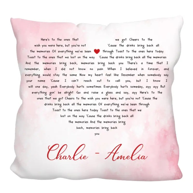Song Lyrics In Heart Pillow customall
