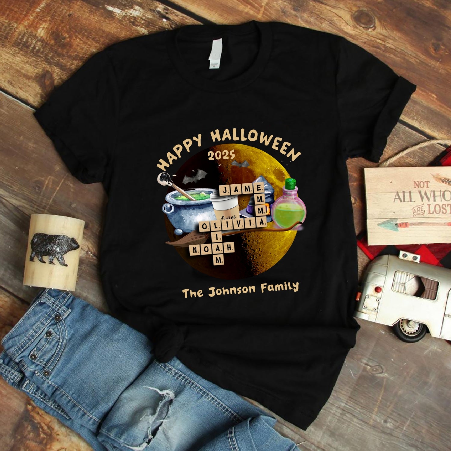 Custom Family Name Halloween Tshirt, Personalized Witch Shirt, This Witch Needs Coffee