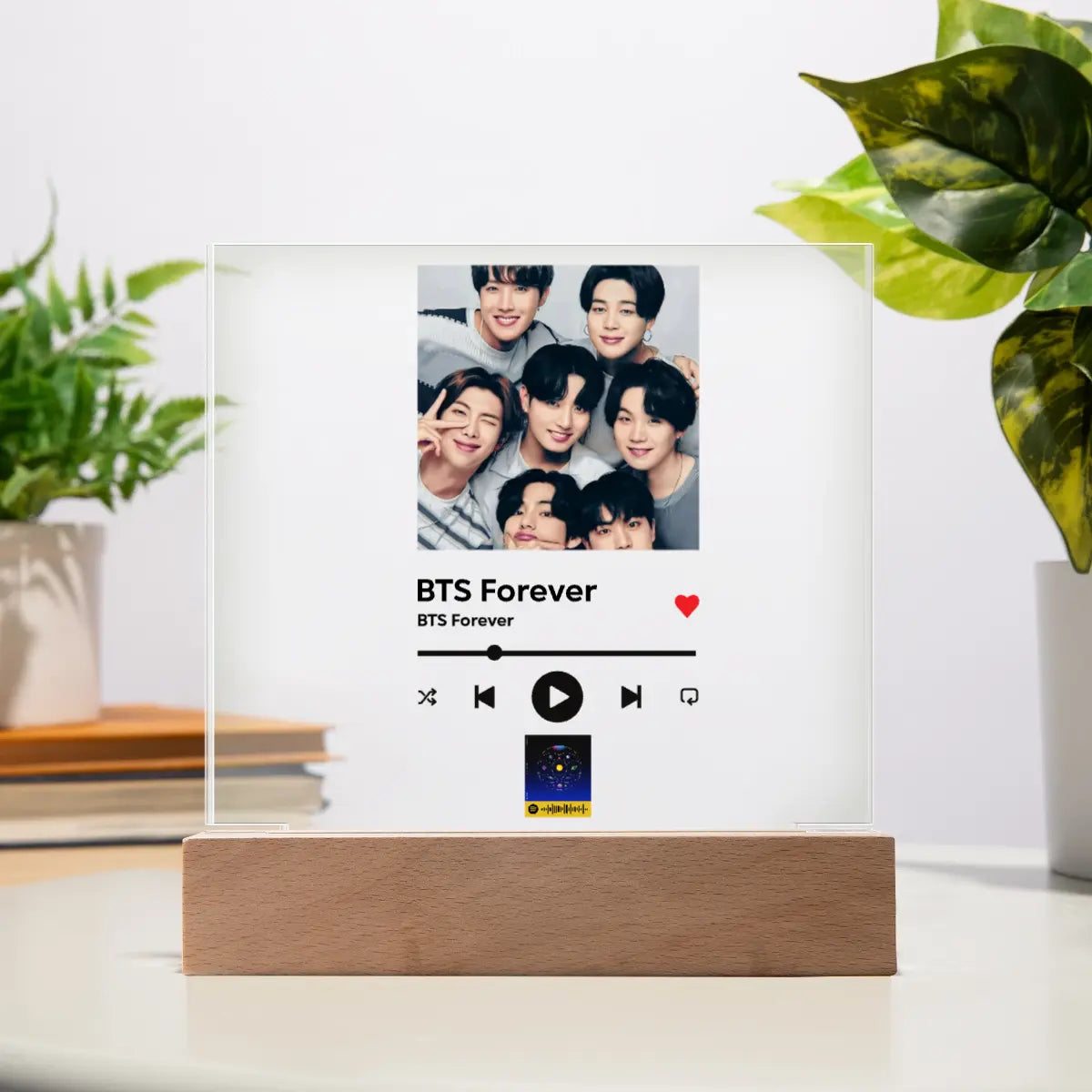 Personalized K-Pop Bias LED Acrylic Music Plaque – Custom Idol Photo & Song with Light-Up Stand shineon