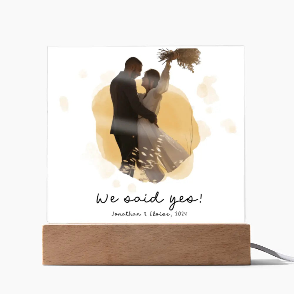 Customized Acrylic Sign We Said Yes With Wooden Stand - Personalized Gift Ideas - Unique Home Décor - Personalized Wooden Stand ShineOn Fulfillment