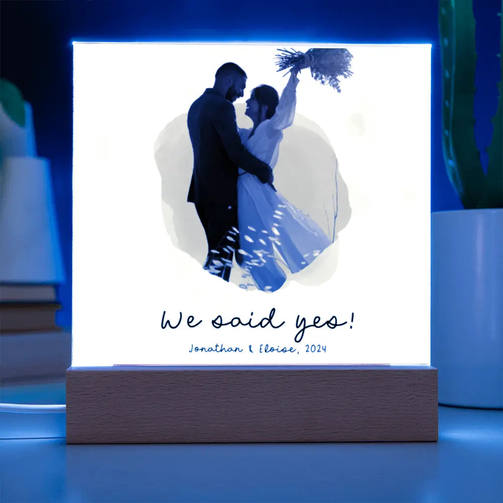 Customized Acrylic Sign We Said Yes With Wooden Stand - Personalized Gift Ideas - Unique Home Décor - Personalized Wooden Stand ShineOn Fulfillment