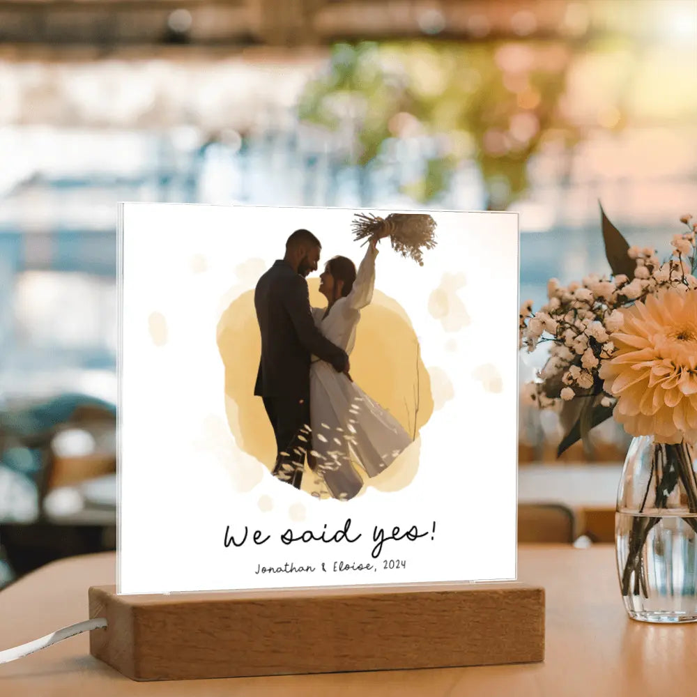 Customized Acrylic Sign We Said Yes With Wooden Stand - Personalized Gift Ideas - Unique Home Décor - Personalized Wooden Stand ShineOn Fulfillment