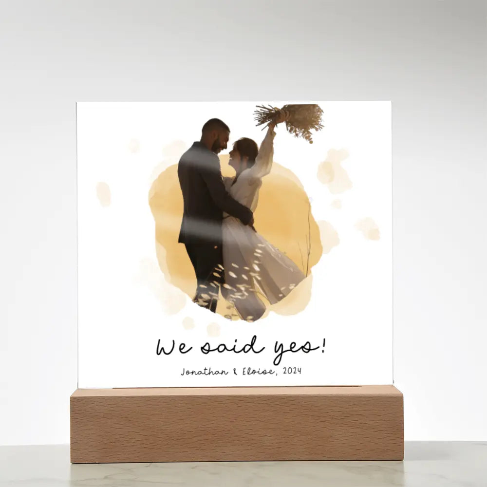Customized Acrylic Sign We Said Yes With Wooden Stand - Personalized Gift Ideas - Unique Home Décor - Personalized Wooden Stand ShineOn Fulfillment