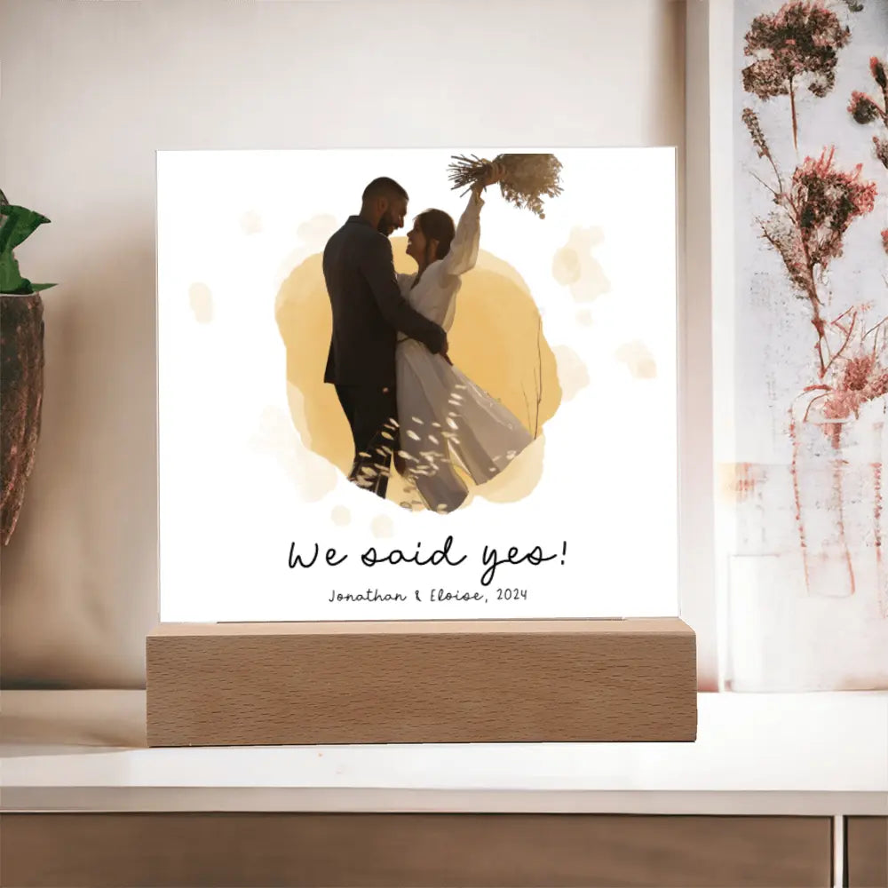 Customized Acrylic Sign We Said Yes With Wooden Stand - Personalized Gift Ideas - Unique Home Décor - Personalized Wooden Stand ShineOn Fulfillment