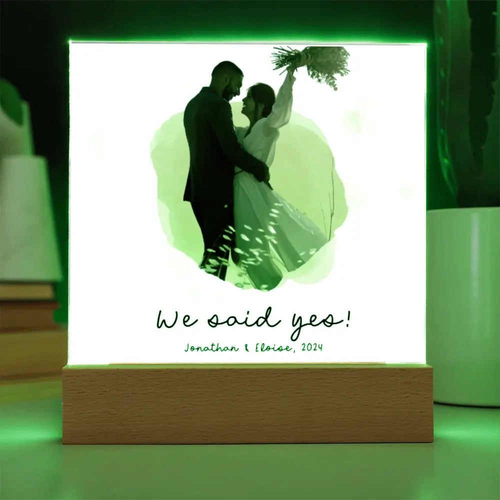 Customized Acrylic Sign We Said Yes With Wooden Stand - Personalized Gift Ideas - Unique Home Décor - Personalized Wooden Stand ShineOn Fulfillment