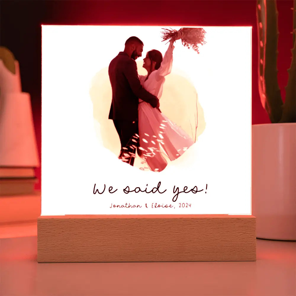 Customized Acrylic Sign We Said Yes With Wooden Stand - Personalized Gift Ideas - Unique Home Décor - Personalized Wooden Stand ShineOn Fulfillment