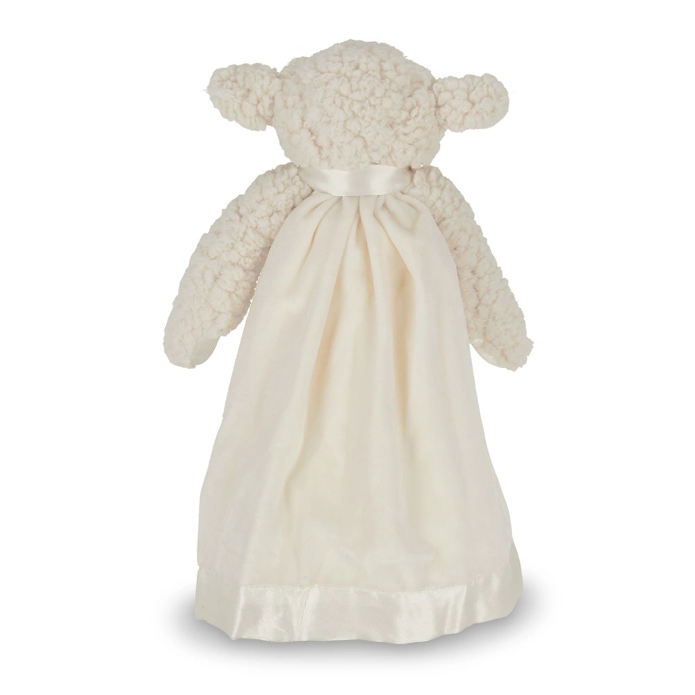 Bearington Baby Lamby Snuggler – 15” White Lamb Security Blanket Lovey with Gift Box | Plush Baptism Gift for Boys & Girls Lichi Gifts