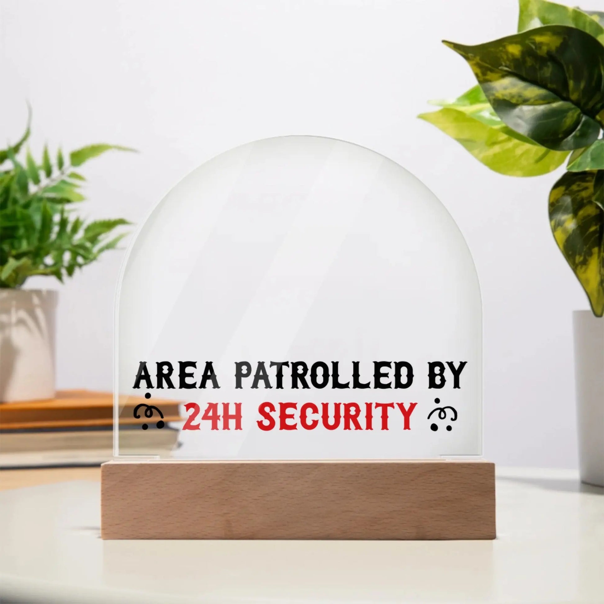 Personalized Dog Security Plaque – “Area Patrolled by 24H Security” with Custom Dog Names & Cartoon Illustrations shineon