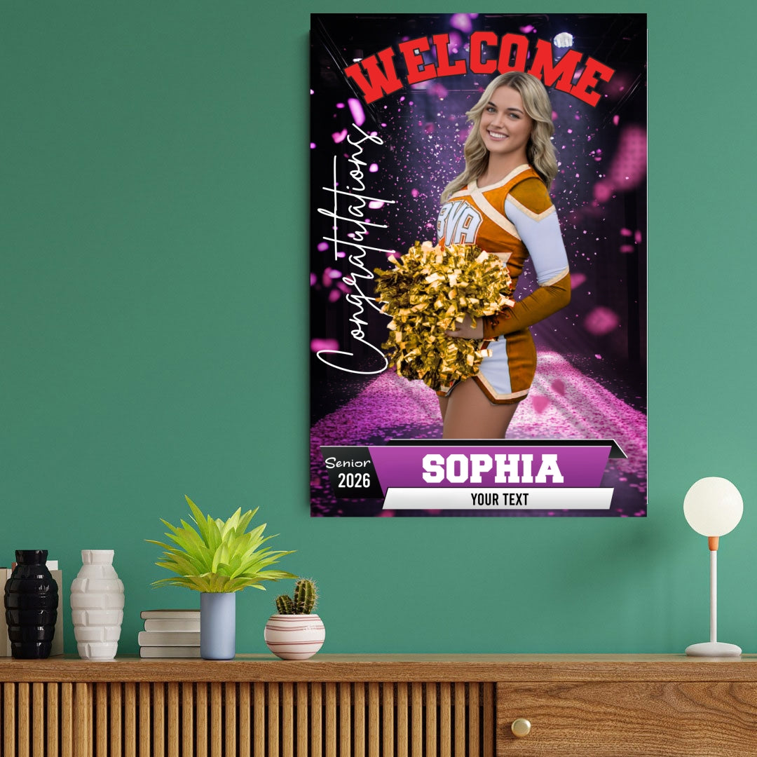 Personalized Cheerleading Posters Congratulations Gold Graduation Photo