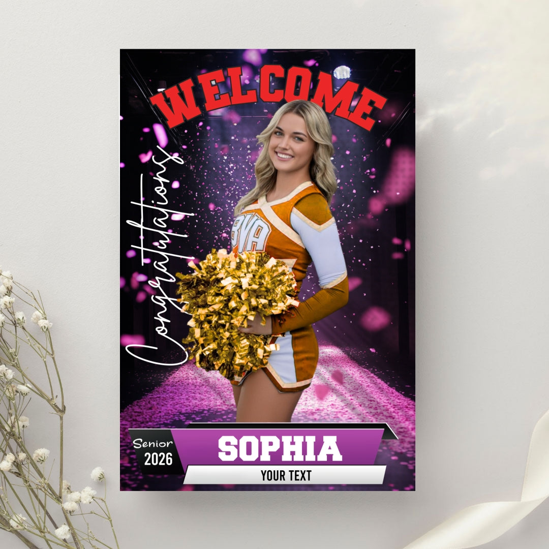 Personalized Cheerleading Posters Congratulations Gold Graduation Photo