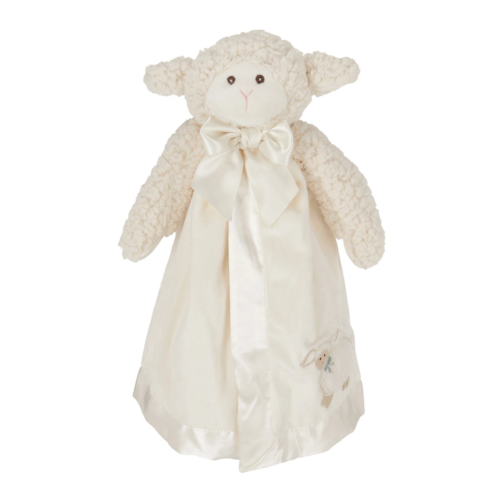 Bearington Baby Lamby Snuggler – 15” White Lamb Security Blanket Lovey with Gift Box | Plush Baptism Gift for Boys & Girls Lichi Gifts