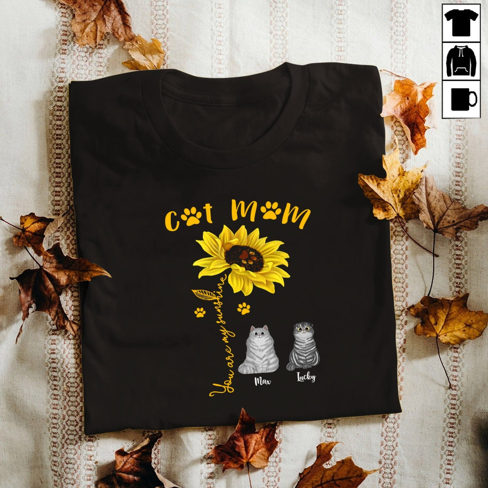 Cat MomYou are my sunshine cat mom sunflower Personalized Shirt