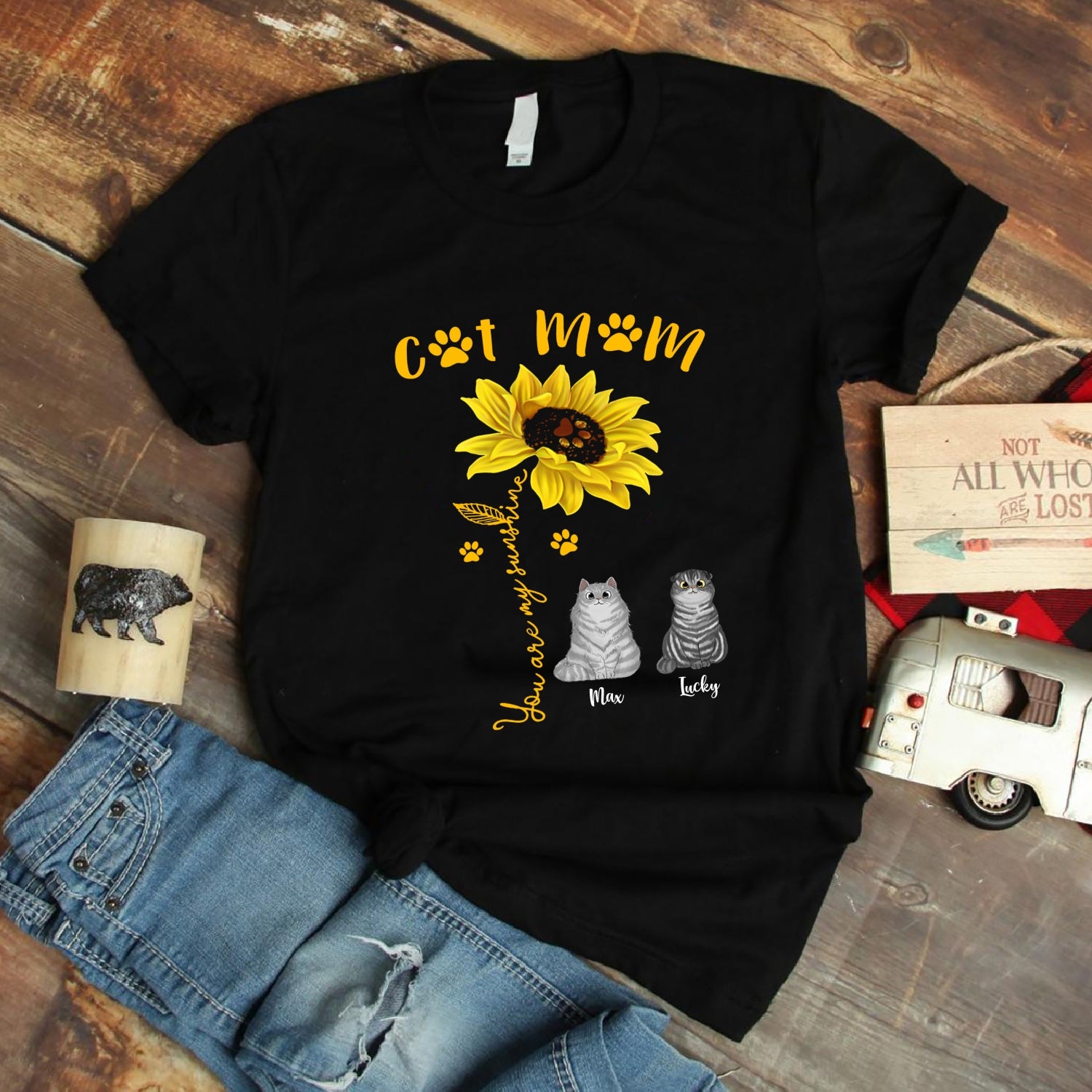 Cat MomYou are my sunshine cat mom sunflower Personalized Shirt