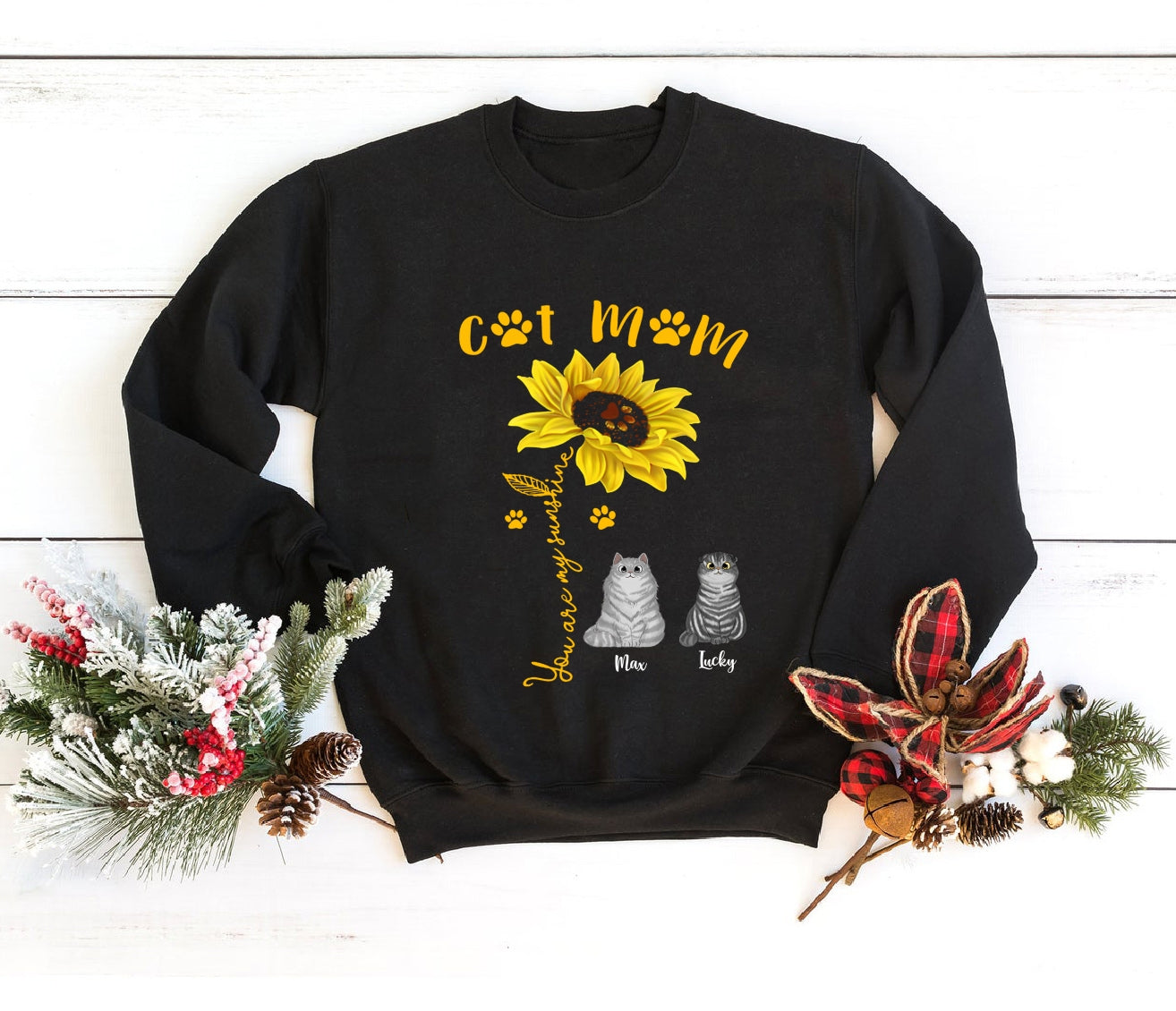 Cat MomYou are my sunshine cat mom sunflower Personalized Shirt
