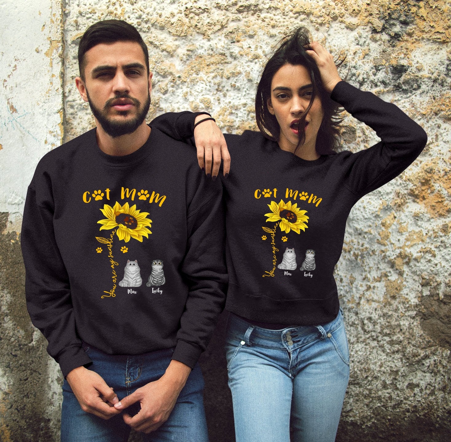 Cat MomYou are my sunshine cat mom sunflower Personalized Shirt
