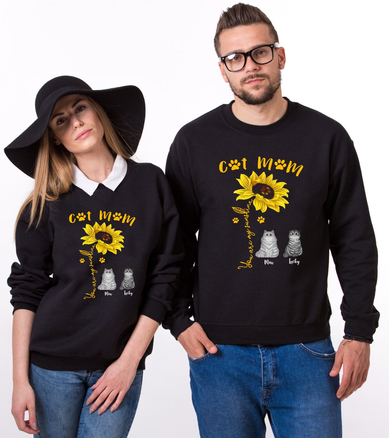 Cat MomYou are my sunshine cat mom sunflower Personalized Shirt