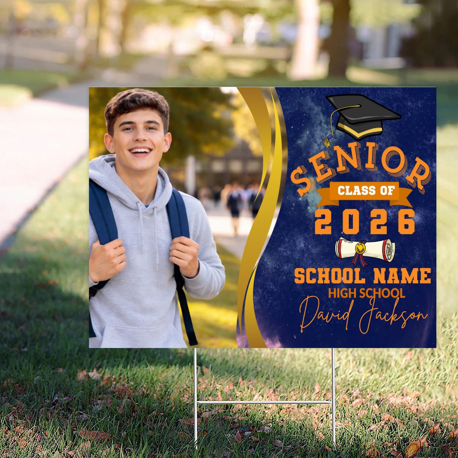 Senior 2026 Yard sign with Picture & Name. High School Graduation Class of 2026, Free quick shipping customall