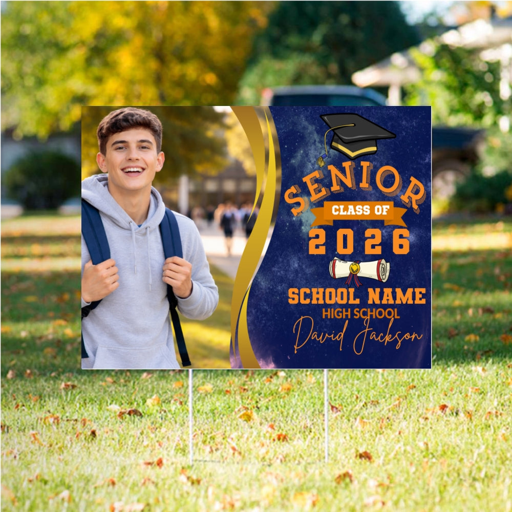 Senior 2026 Yard sign with Picture & Name. High School Graduation Class of 2026, Free quick shipping customall