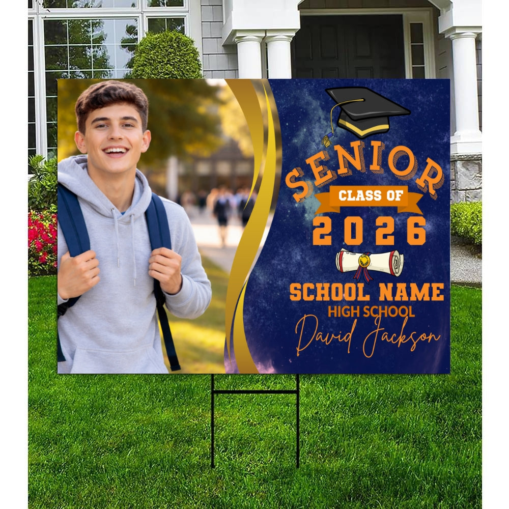 Senior 2026 Yard sign with Picture & Name. High School Graduation Class of 2026, Free quick shipping customall