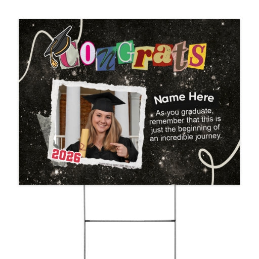 Personalized Congrats Graduation 2026 Galaxy Yard Sign Lichi Gifts customall