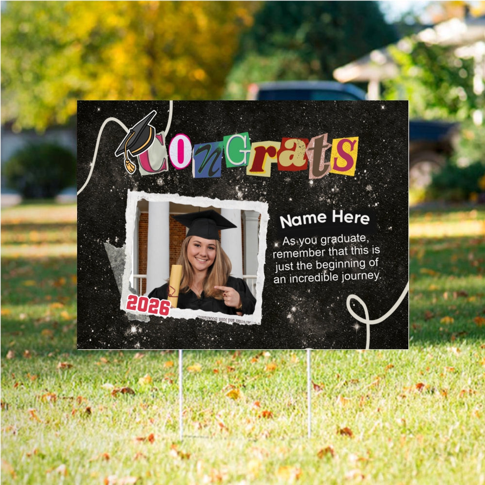 Personalized Congrats Graduation 2026 Galaxy Yard Sign Lichi Gifts customall