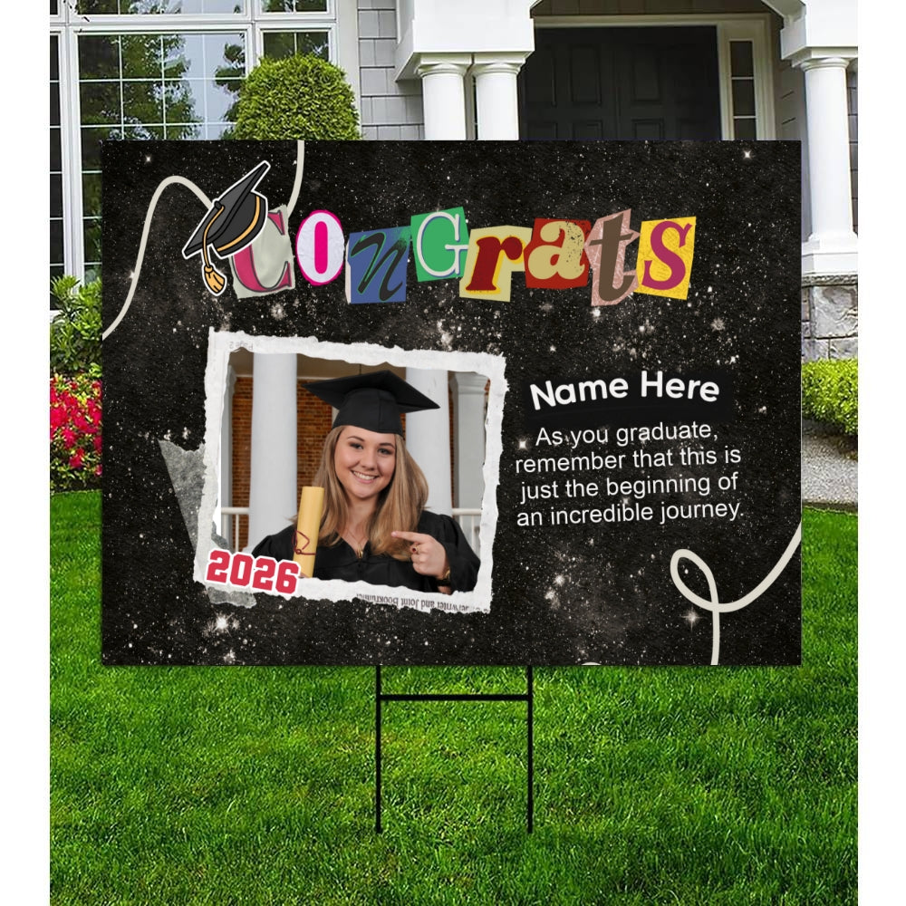 Personalized Congrats Graduation 2026 Galaxy Yard Sign Lichi Gifts customall
