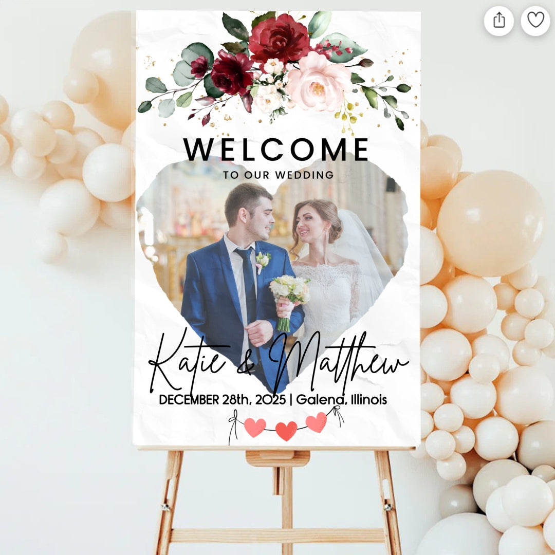 Personalized Image-Welcome to Our Wedding Sign with heart customall
