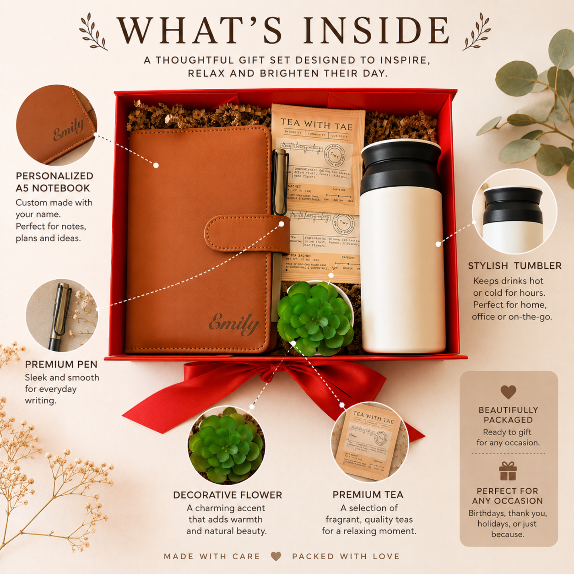 Personalized Employee Gift Box | Custom Appreciation Set with Notebook, Tumbler & Tea Lichi Gifts