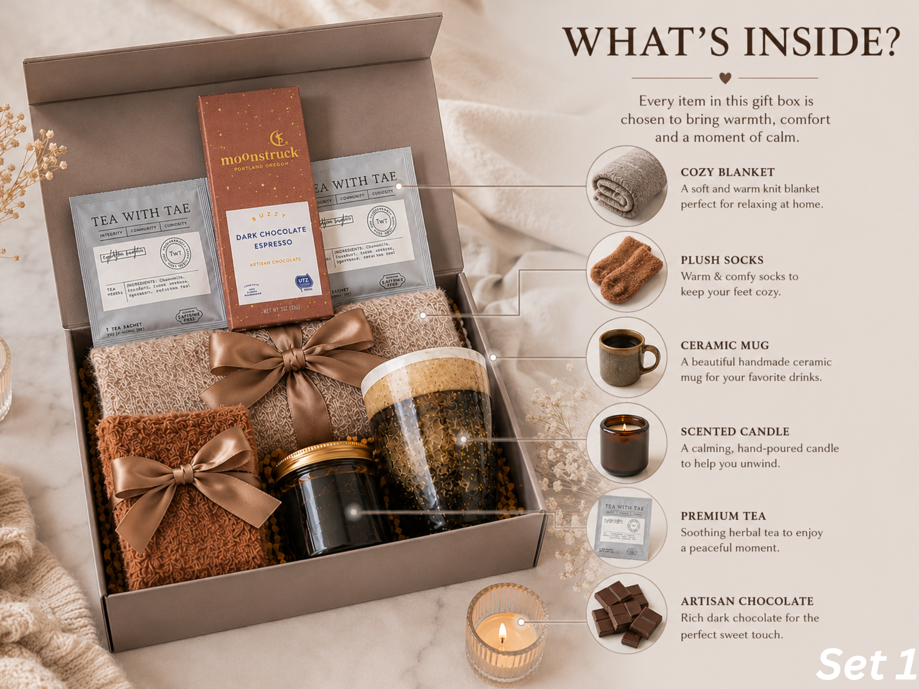 Gift Box for Him, Cozy Self Care Basket for Men, Relaxation Gift Set, Birthday Gift for Men Boyfriend Husband Dad, Care Package for Him Lichi Gifts