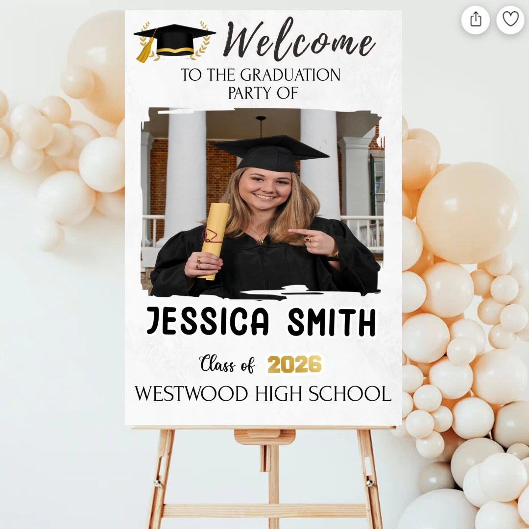 Personalized Graduation Party Welcome Sign with name Lichi Gifts customall