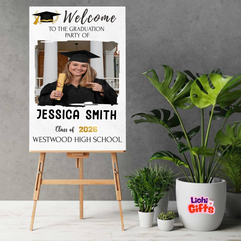 Personalized Graduation Party Welcome Sign with name Lichi Gifts customall