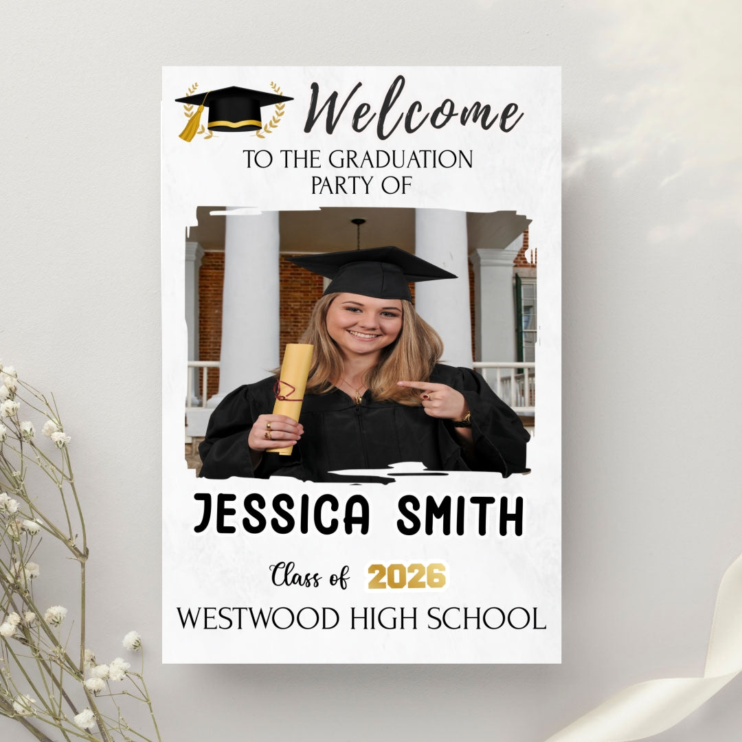 Personalized Graduation Party Welcome Sign with name Lichi Gifts customall