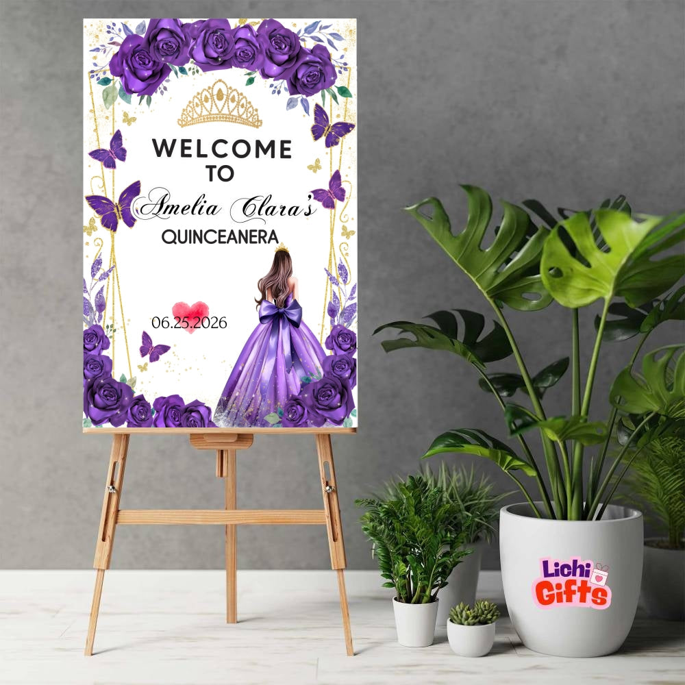 Personalized Quinceañera Welcome Sign Lichi Gifts customall