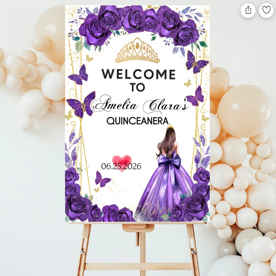 Personalized Quinceañera Welcome Sign Lichi Gifts customall